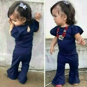 Baby Girls Toddler Denim Jumpsuit Romper Fashion One-Piece Outfit Overalls 18-24